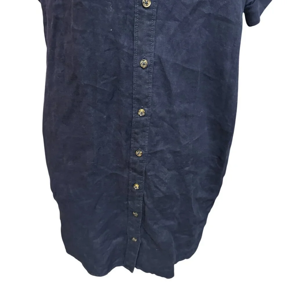 J.Crew Baird McNutt Irish Linen Shirtdress Navy XS Relaxed Fit AY623